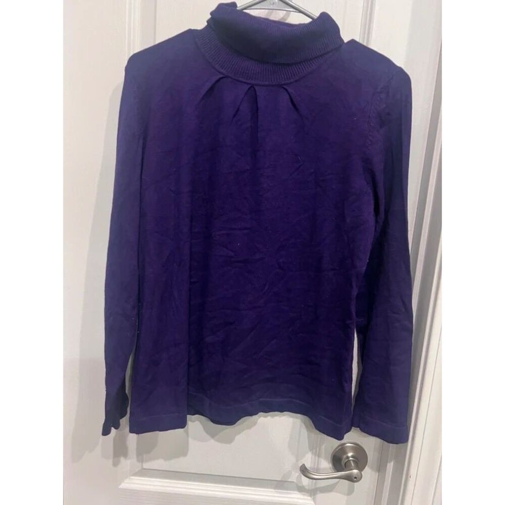 Joseph A. Women’s Large Purple Silk-Blend Turtleneck Sweater